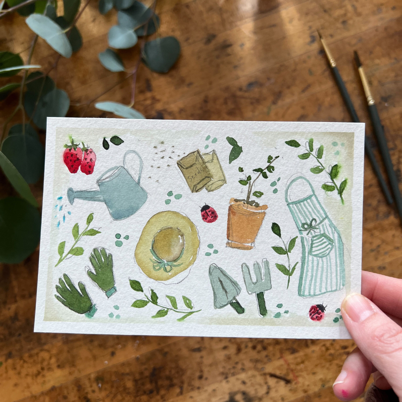 Let's Make Art Matter For Diana - How Does Your Garden Grow Mini Watercolor Painting