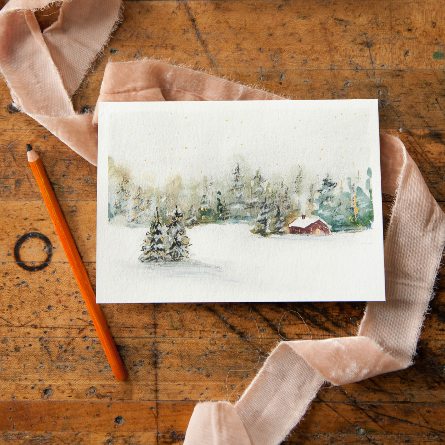 White Christmas Holiday Card - Digital Kit