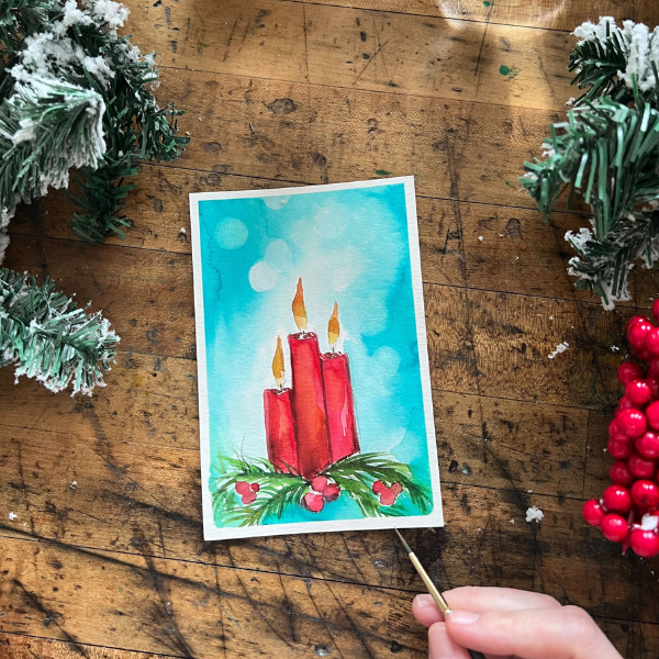 Let's Make Art Matter For Julie - Merry & Bright Mini Watercolor Painting