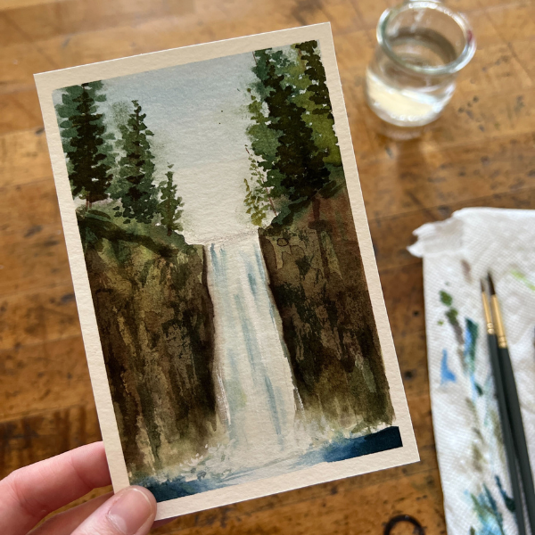 Let's Make Art Matter - July 2022 Mini Waterfall Watercolor Painting