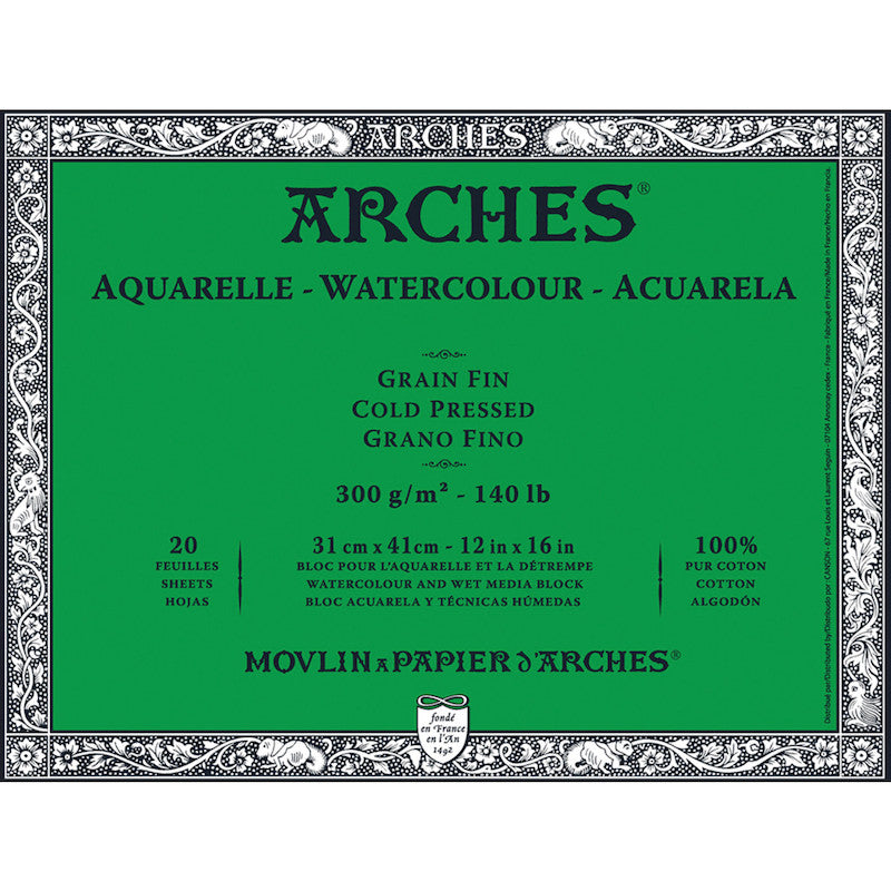 Arches Watercolor Blocks, Cold-Pressed, 12