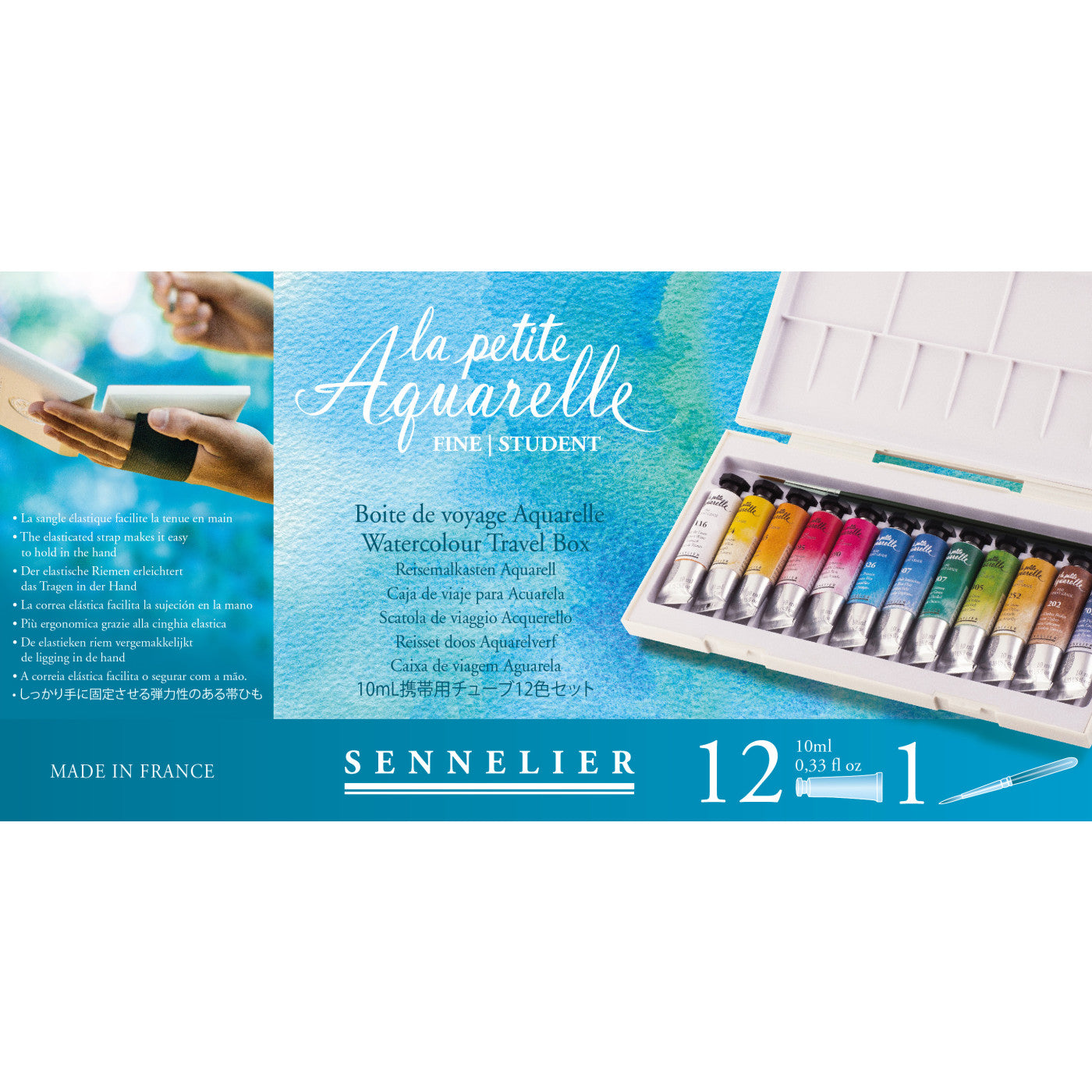 Sennelier La Petite Aquarelle Watercolor Sets, 12-Color 10ml Tube Set