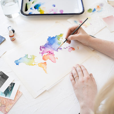 World Map Watercolor Kit