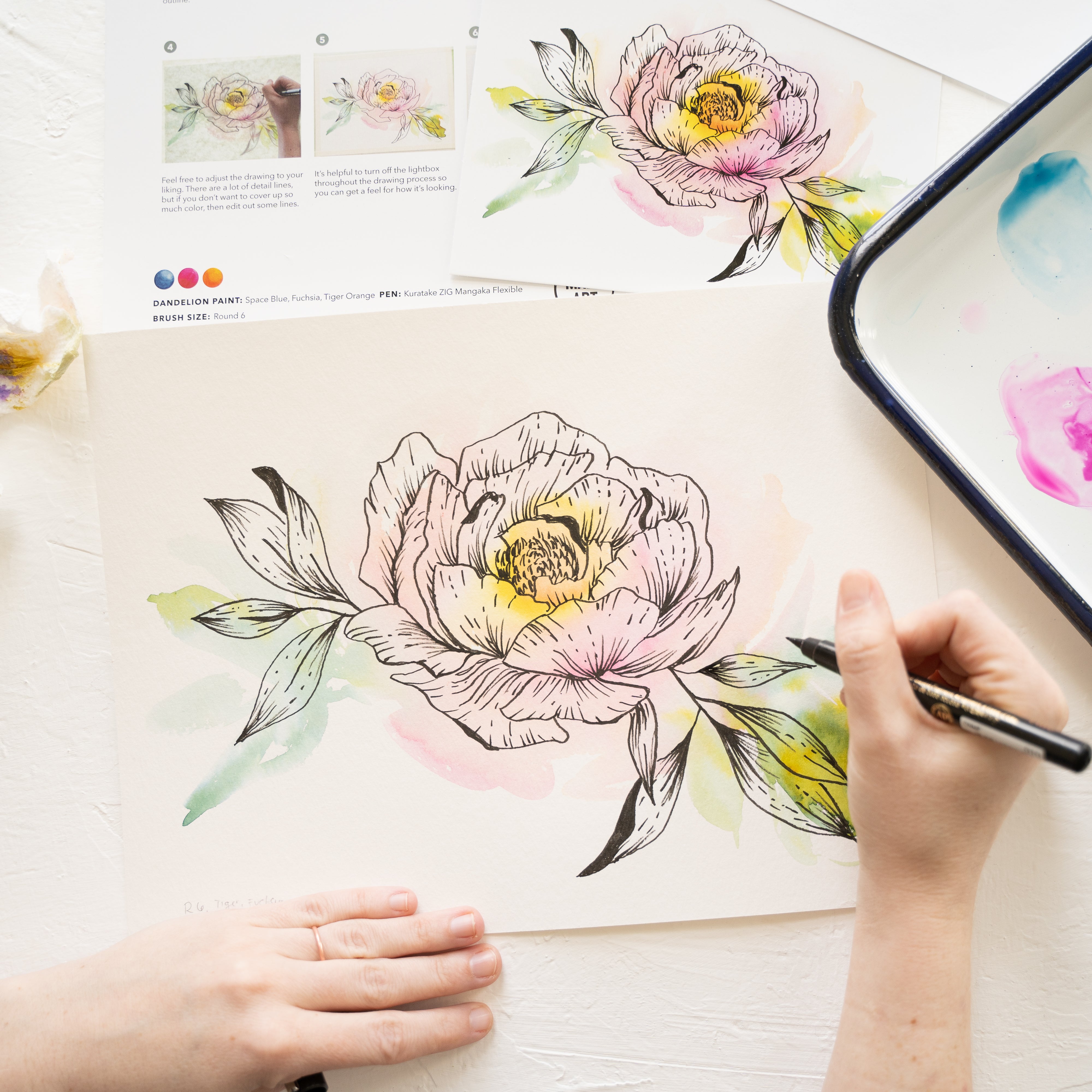 Ink and Wash Deluxe Floral Watercolor Kit