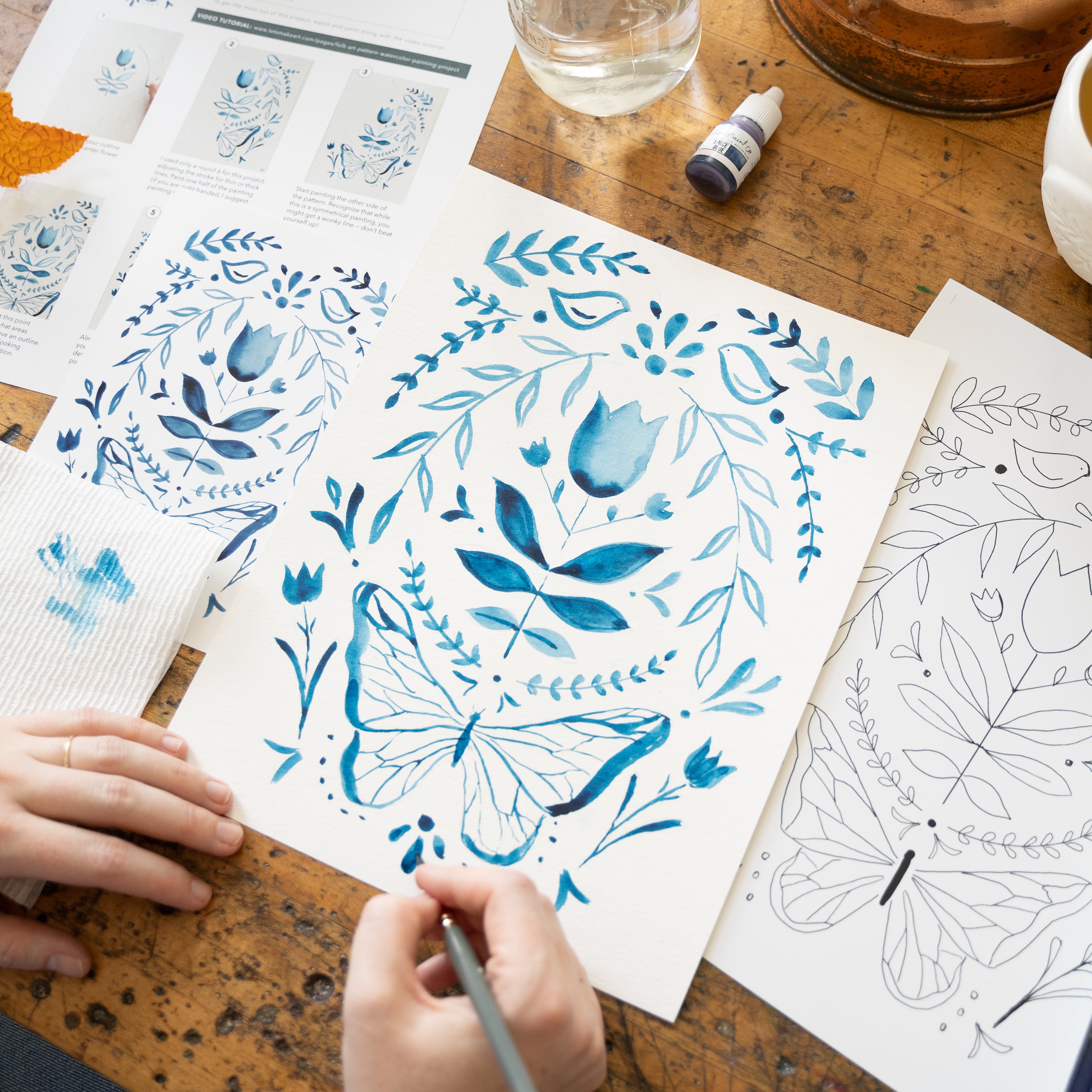 Folk Art Pattern Watercolor Kit